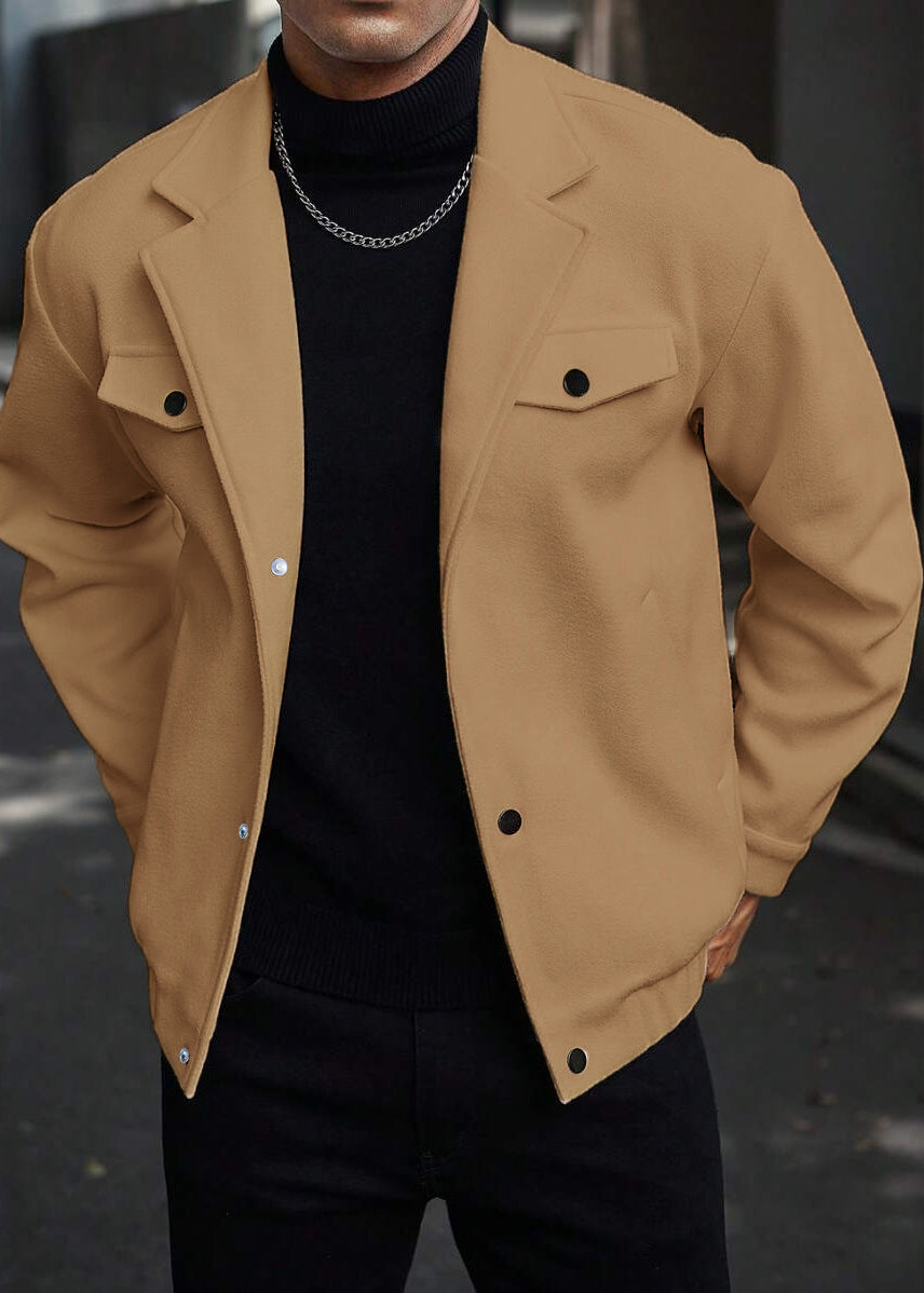 Men’s Casual Wool-Blend Relaxed Fit Overshirt Jacket – Soft Handle, Structured Look, Everyday Warmth
