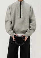 Men’s Oversized Half-Zip Stand Collar Sweatshirt – Streetwear High Street Winter Pullover