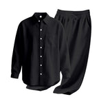 Men's 2-Piece Linen Outfits Casual Long Sleeve Button Down Shirt and Pants Set Beach Vacation Suits