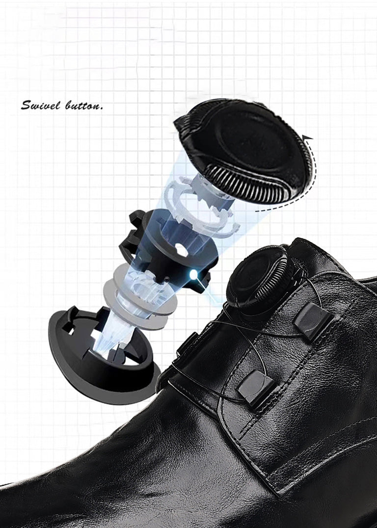 Men’s Genuine Leather Dress Shoes with Rotary Buckle — Business & Casual Oxford Style