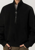 Men’s Oversized Half-Zip Stand Collar Sweatshirt – Streetwear High Street Winter Pullover