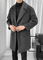 Men's British Style Wool Blend Overcoat - Long Loose-Fit Trench Coat for Autumn