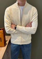 Men’s Textured Half-Zip Knit Cardigan – Elegant Urban Style for Fall & Winter