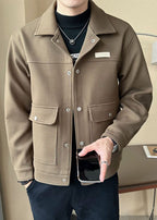 Corduroy Men’s Workwear Collar Jacket – Thickened Fall/Winter Short Street Style Coat