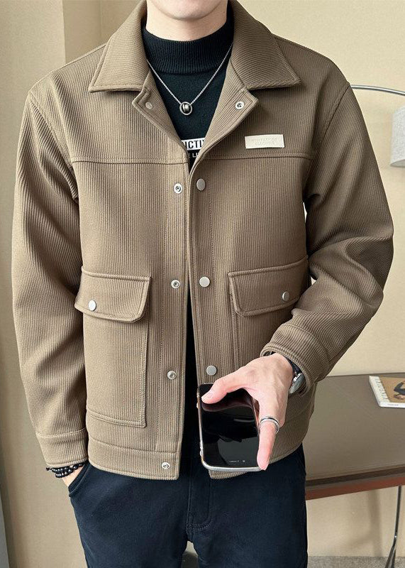Corduroy Men’s Workwear Collar Jacket – Thickened Fall/Winter Short Street Style Coat