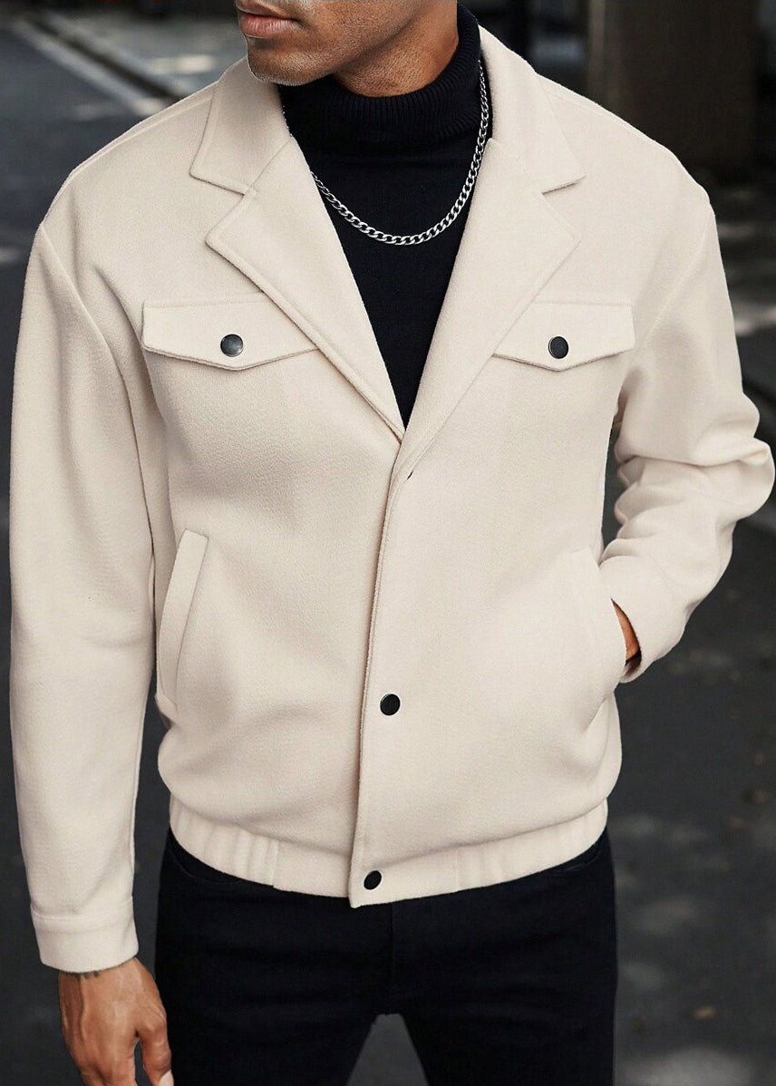 Men’s Casual Wool-Blend Relaxed Fit Overshirt Jacket – Soft Handle, Structured Look, Everyday Warmth