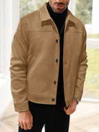 Men’s Retro Wool-Blend Button Jacket – Classic Lapel, Short Vintage Coat for Spring & Fall