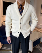 Shawl Collar Knit Cardigan for Men – Retro Business Casual Winter Sweater