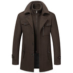 Men’s Winter Wool Blend Double‑Collar Overcoat – Business & Everyday Cold‑Weather Coat