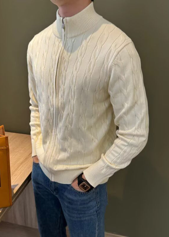 Men’s Textured Half-Zip Knit Cardigan – Elegant Urban Style for Fall & Winter