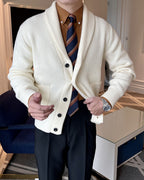 Shawl Collar Knit Cardigan for Men – Retro Business Casual Winter Sweater
