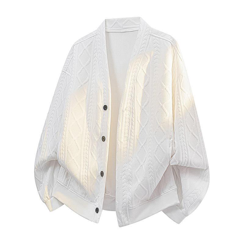 Men’s Double-Layer Cable Knit Cardigan Jacket – Casual Smart Streetwear Outerwear