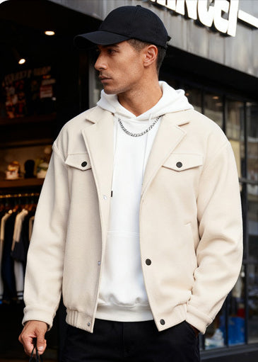 Men’s Casual Wool-Blend Relaxed Fit Overshirt Jacket – Soft Handle, Structured Look, Everyday Warmth