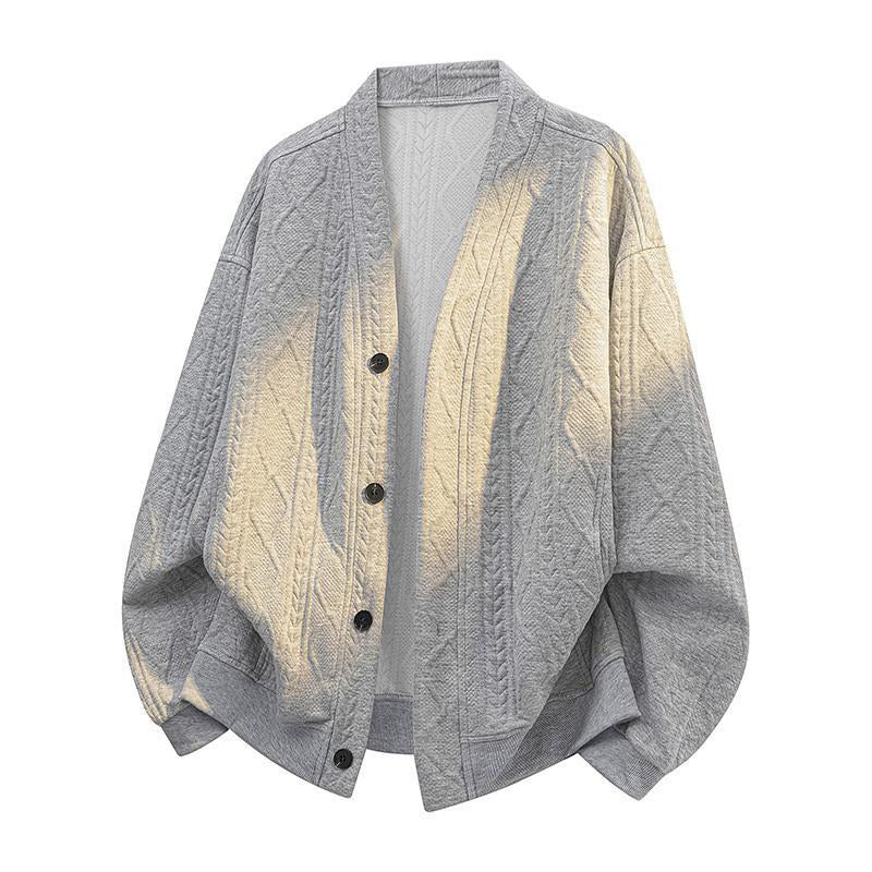 Men’s Double-Layer Cable Knit Cardigan Jacket – Casual Smart Streetwear Outerwear
