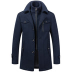 Men’s Winter Wool Blend Double‑Collar Overcoat – Business & Everyday Cold‑Weather Coat