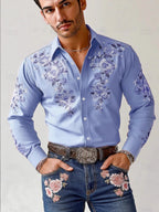 Men's Western Floral Heritage Slim-Fit Shirt - Premium 4-Way Stretch