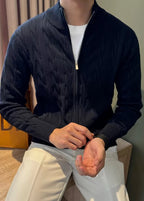 Men’s Textured Half-Zip Knit Cardigan – Elegant Urban Style for Fall & Winter