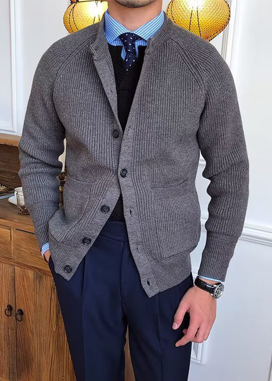 Men’s Premium Knit Cardigan – Smart Casual Layer for Fall & Winter