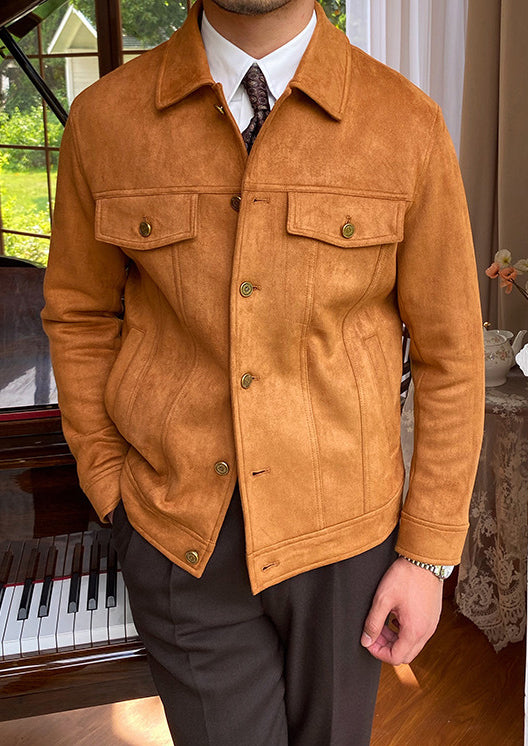 Suede Lapel Casual Jacket