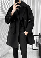 Men's British Style Wool Blend Overcoat - Long Loose-Fit Trench Coat for Autumn