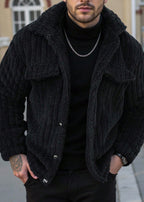 Men’s Plush Fleece Collar Jacket – Warm, Soft & Casual Winter Outerwear