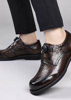 Men’s Genuine Leather Dress Shoes with Rotary Buckle — Business & Casual Oxford Style