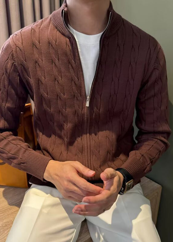 Men’s Textured Half-Zip Knit Cardigan – Elegant Urban Style for Fall & Winter