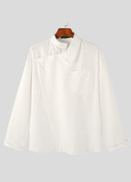 Avant-Garde Asymmetric Collar Button-Up Shirt - French Style Deconstructed Runway Shirt