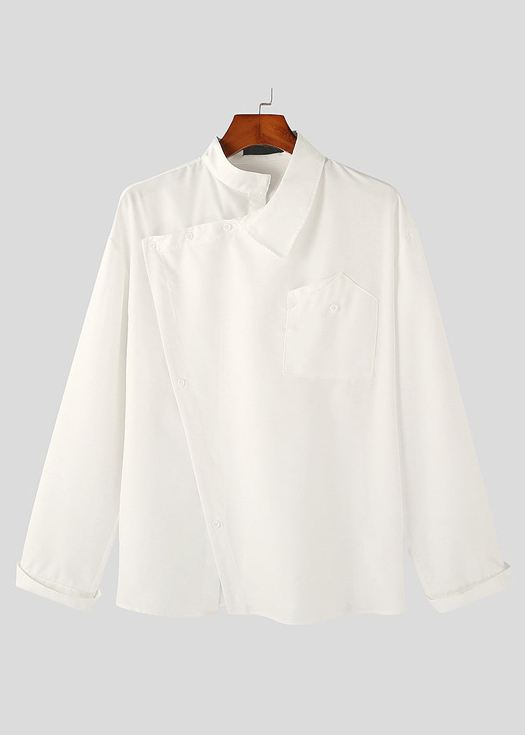 Avant-Garde Asymmetric Collar Button-Up Shirt - French Style Deconstructed Runway Shirt