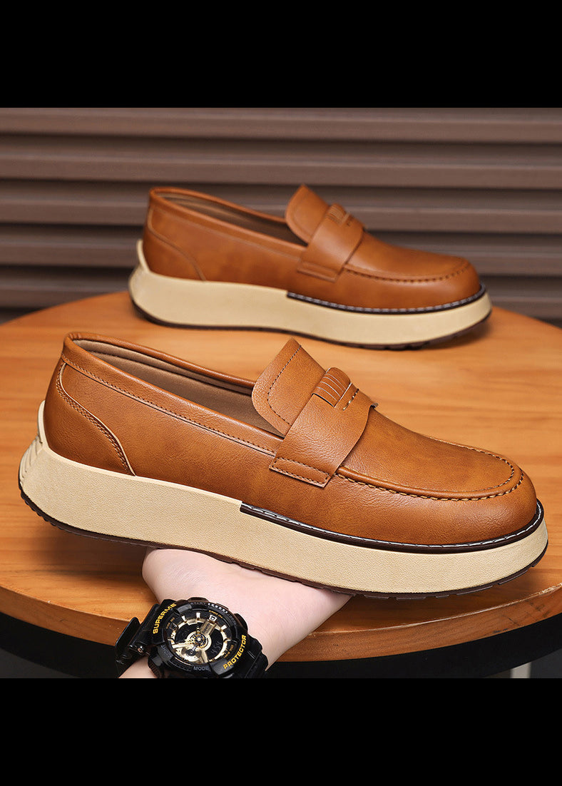 Men’s Thick-Soled Slip-On Loafers — British Style Business Shoes