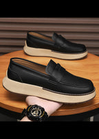 Men’s Thick-Soled Slip-On Loafers — British Style Business Shoes