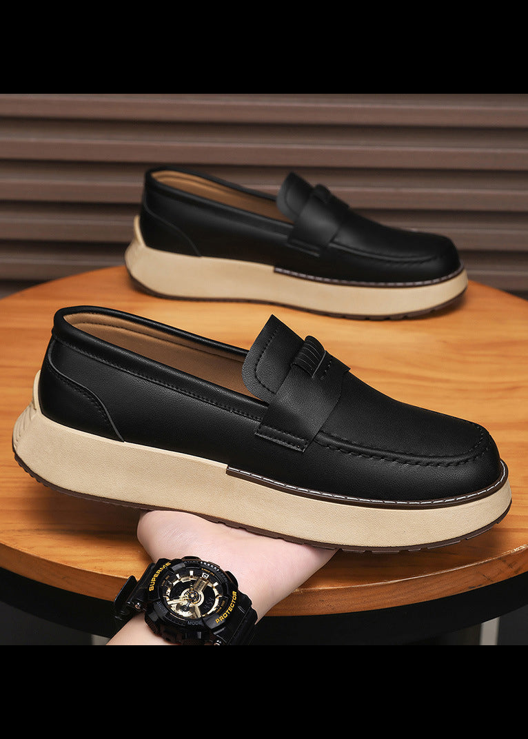Men’s Thick-Soled Slip-On Loafers — British Style Business Shoes