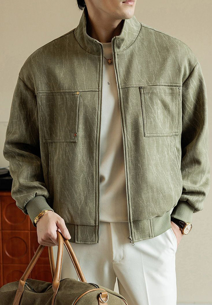 Retro Stand Collar Casual Jacket