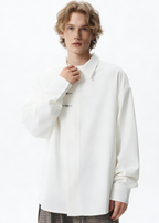 Men's Cleanfit Chinese Knot Shirt – Modern Oriental Loose Fit Long Sleeve Overshirt