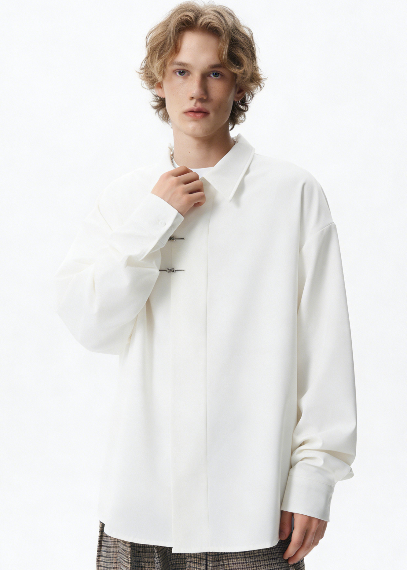 Men's Cleanfit Chinese Knot Shirt – Modern Oriental Loose Fit Long Sleeve Overshirt