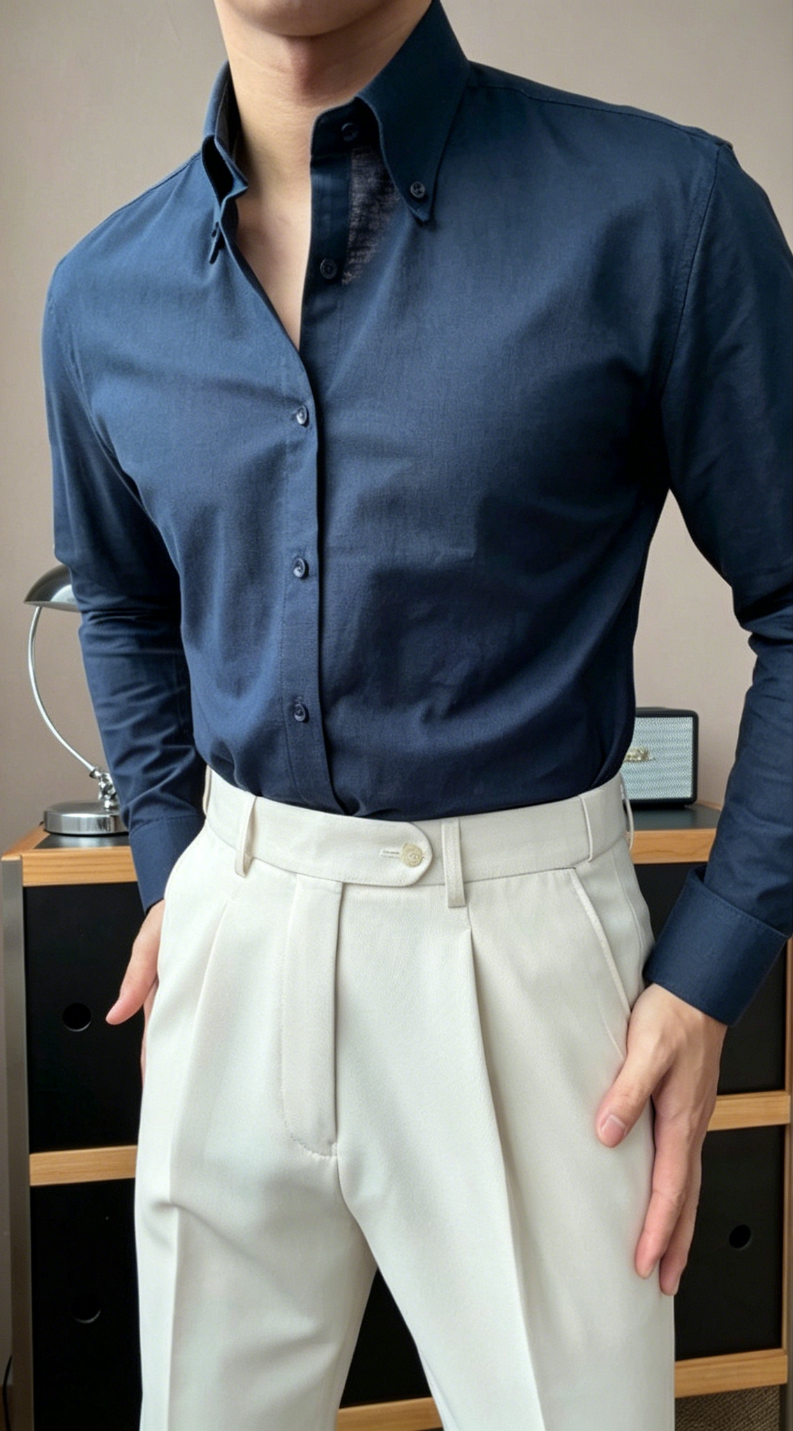 Premium Cotton Linen Button-Down Shirt - Men's Summer Old Money Aesthetic Casual Long Sleeve Shirt