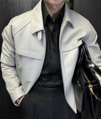 Men’s Casual Lapel Moto Leather Jacket