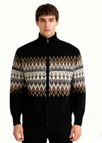 Fair Isle Knit Zip Cardigan