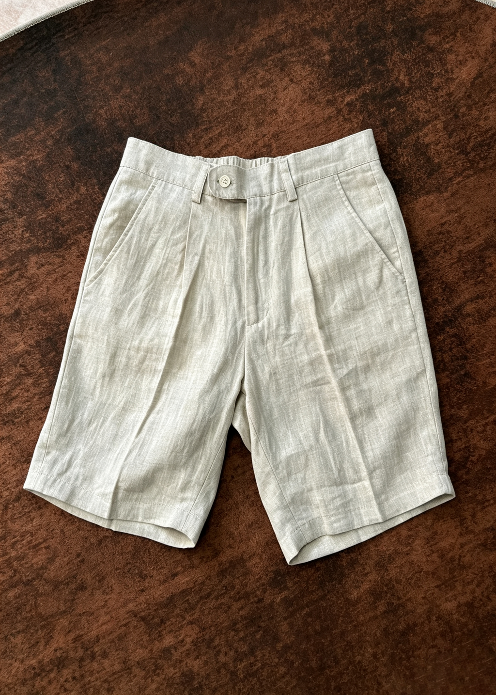 Men's Old Money Linen Blend Shorts - Relaxed Fit Pleated Casual Summer Shorts