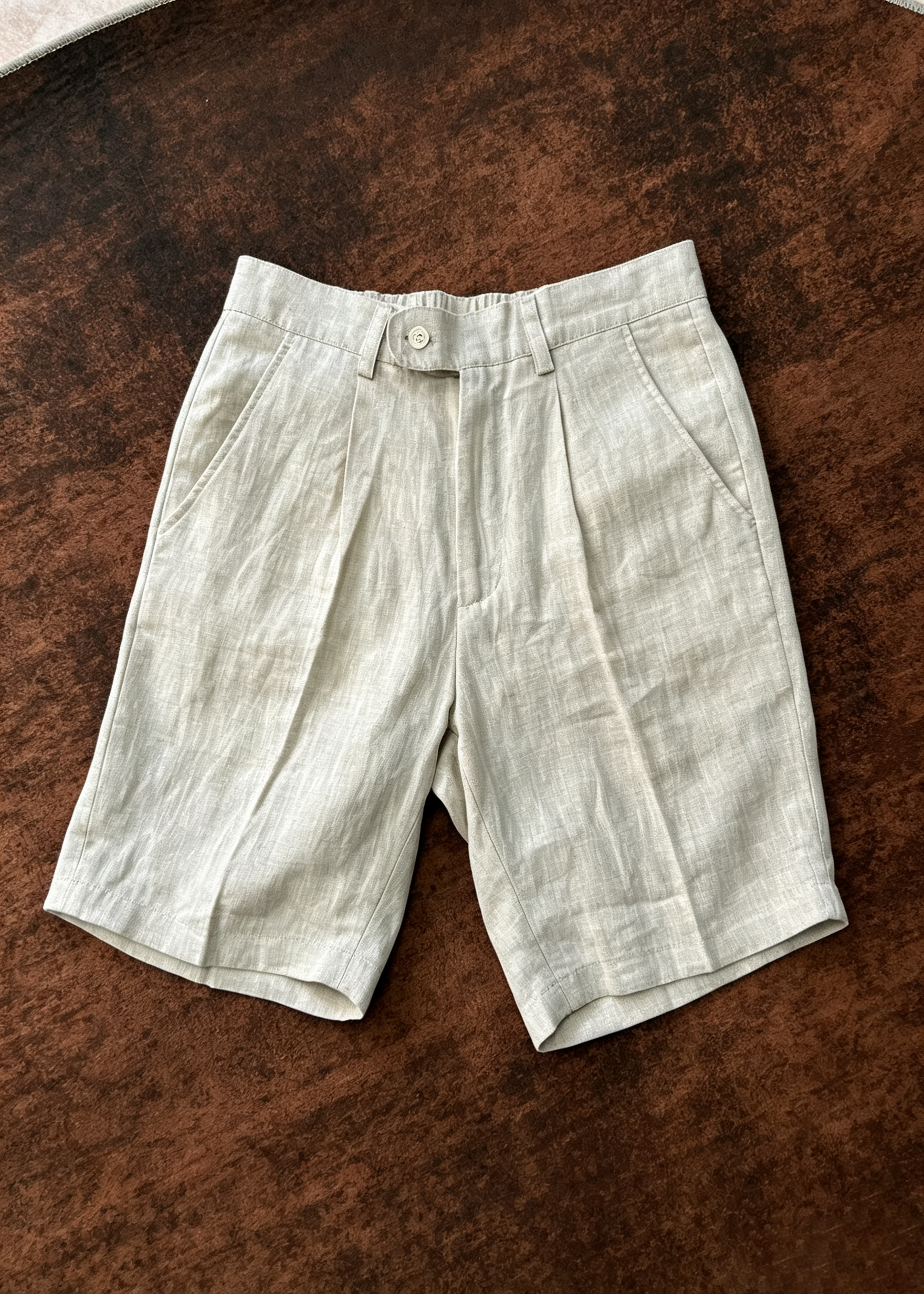 Men's Old Money Linen Blend Shorts - Relaxed Fit Pleated Casual Summer Shorts