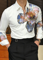 Luxury 3D Butterfly Rhinestone Shirt-Premium Long Sleeve Designer Shirt