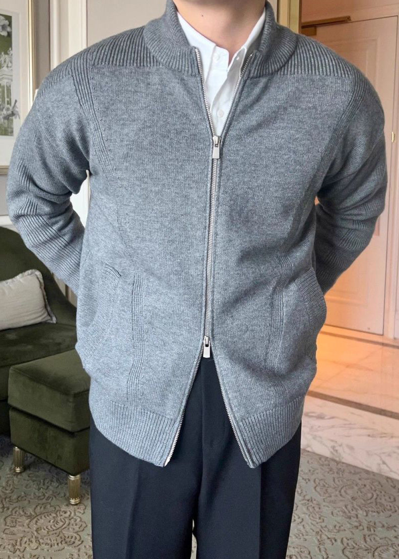 Men’s Knitted Cardigan Jacket — Breathable Business Casual Sweater, Soft, Elastic & Wrinkle-Free