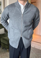 Men’s Knitted Cardigan Jacket — Breathable Business Casual Sweater, Soft, Elastic & Wrinkle-Free