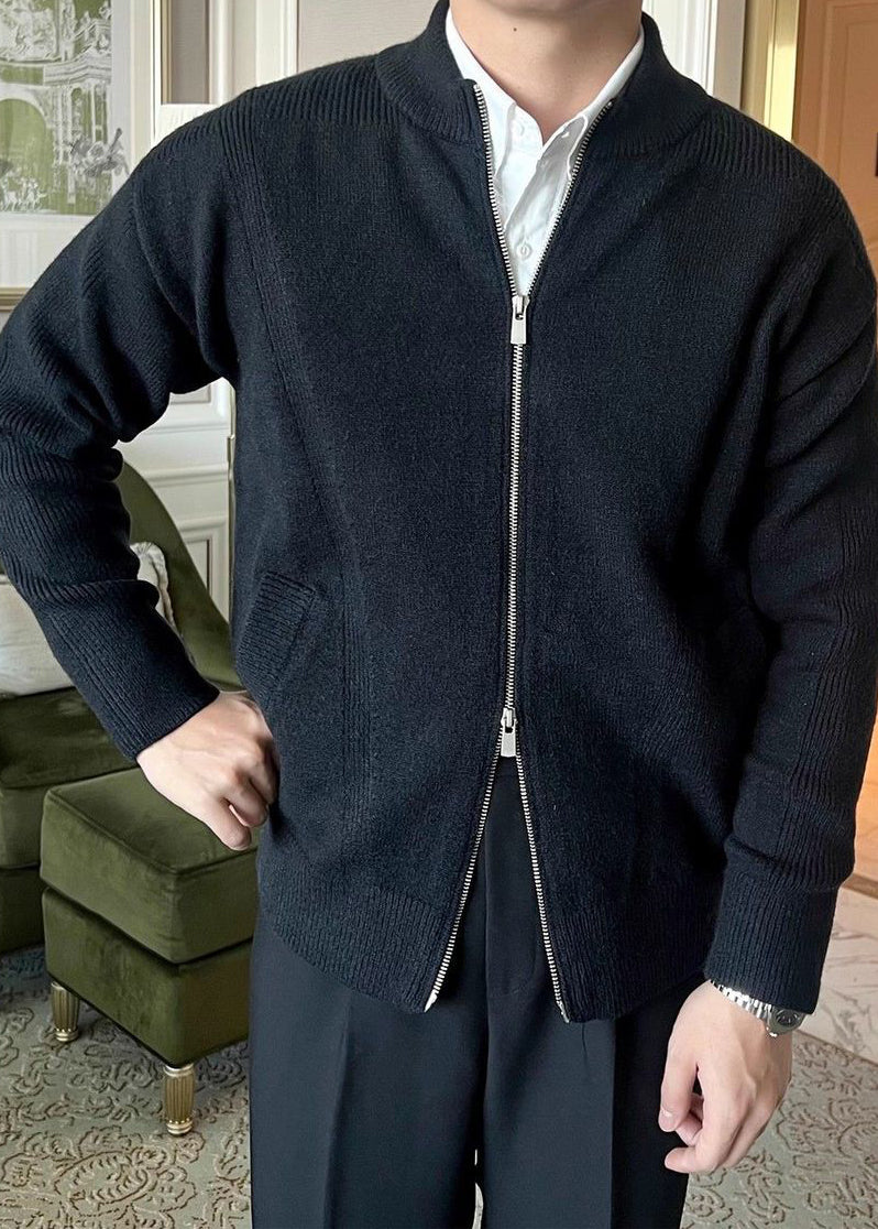 Men’s Knitted Cardigan Jacket — Breathable Business Casual Sweater, Soft, Elastic & Wrinkle-Free