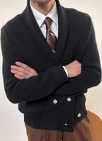 Double-Breasted Shawl Collar Knit Cardigan Jacket