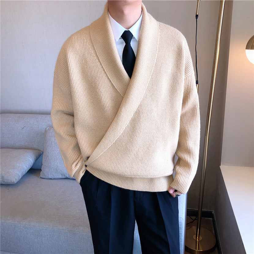 V-neck Shawl Collar Pullover Sweater