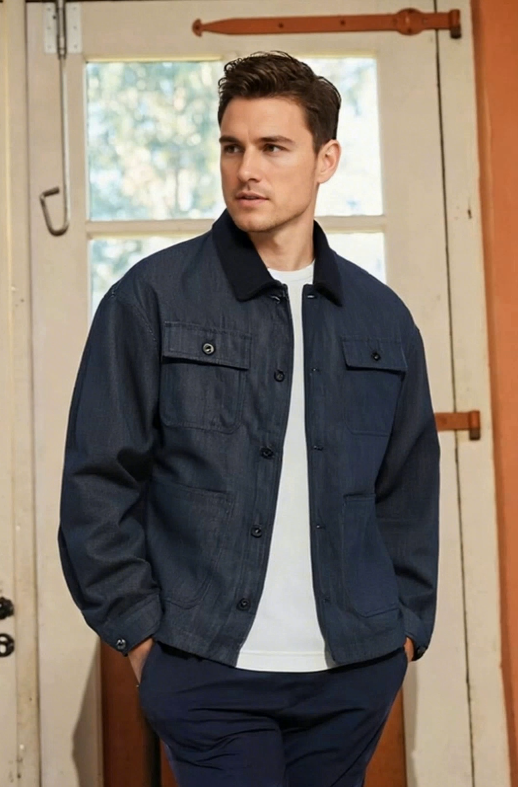Denim Blue Utility Workwear Jacket