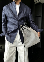 Premium Men's Linen Blend Mandarin Collar Set - Effortless Old Money Aesthetic Summer Lounge Suit