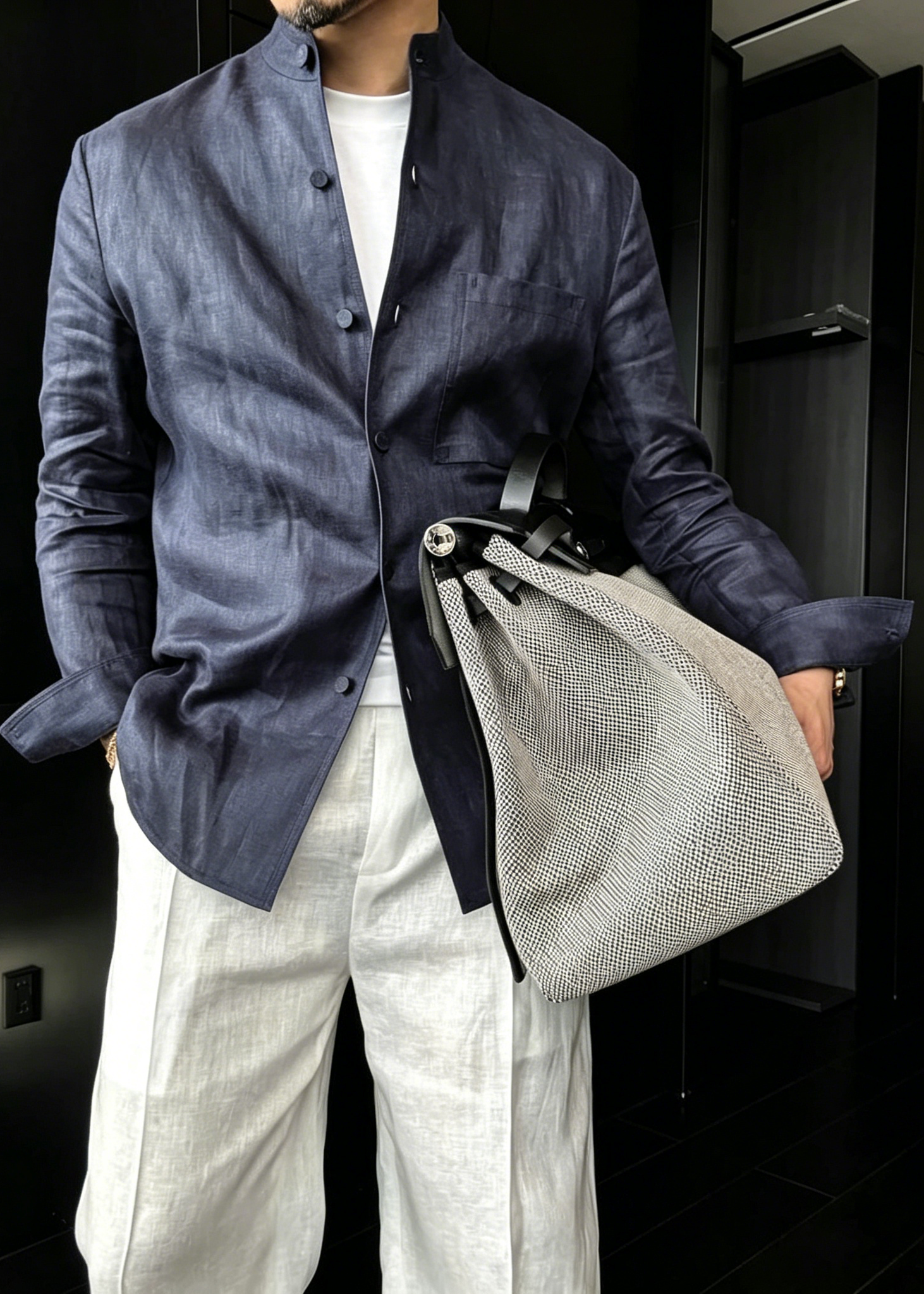 Premium Men's Linen Blend Mandarin Collar Set - Effortless Old Money Aesthetic Summer Lounge Suit
